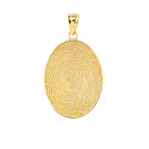 Certified 10k Yellow Gold Oval Fingerprint Charm Pendant