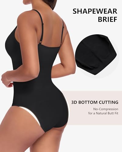 POSESHE Women's Seamless Shapewear V-Neck Bodysuit Tummy Control Body Shaper Waist Snatching Bodysuit — view 3