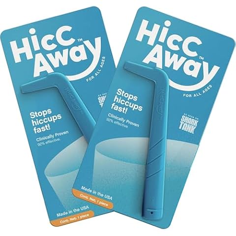 HICCAWAY Hiccup Straw - Stops Hiccups Naturally & Fast - As Seen On Shark Tank - Clinically Proven Relief for All Ages, Children & Adults - Safe, Lightweight, & Reusable Blue 2 Pack Cover