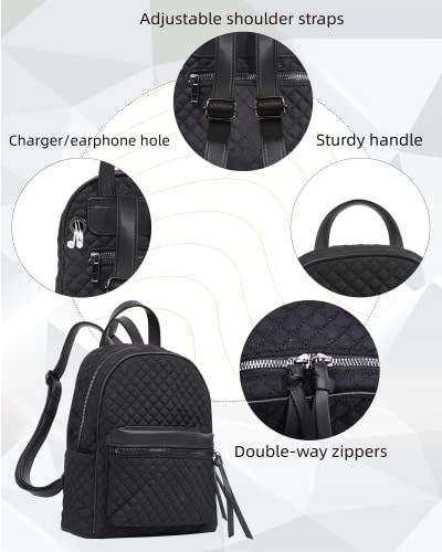 Annaspeak Women's Fashion Backpack Purse Small Backpack For Women Travel Bag (Quilted Black, Medium) #TOP3