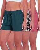 Real Essentials 3 Pack: Women's Pajama Shorts Sleep Lounge Sweatshorts Comfy Sleepwear Bottoms - Set 6, Medium