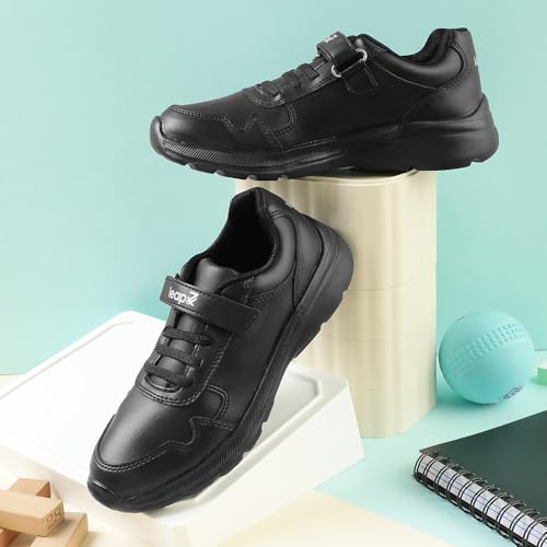 Image of Liberty Leap7x SCHLPRO-3 Uniform School Shoes for Kids with EVA Sole | PU Upper Quick-Wear Velcro Closure | Stylish & Lightweight | Comfortable Footbed | Memory Foam Insole