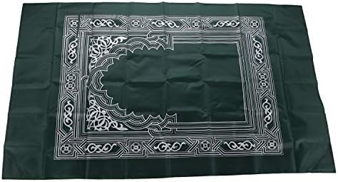 Anlising Islamic Travel Prayer Mat, with Compass Pocket Sized Carry Bag and Attached Compass Prayer Rug Portable Polyester 60 * 100cm Green