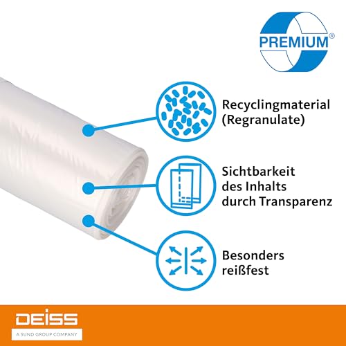 DEISS PREMIUM Müllsäcke DEISS PREMIUM transparent Typ 60 120 L
