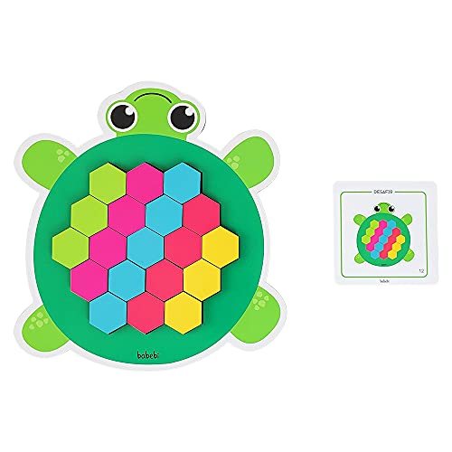 Quebra Cabeça Infantil De Madeira Mosaico Tartaruga 64 Peças Babebi