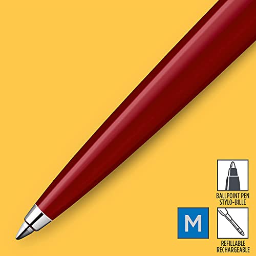 Image of Parker Jotter Originals Ballpoint Pen, Classic Red Finish, Medium Point, Blue Ink, 1 Count - Smooth Writing, Sleek, Polished, Professional, Desk Essentials (Pack of 6)