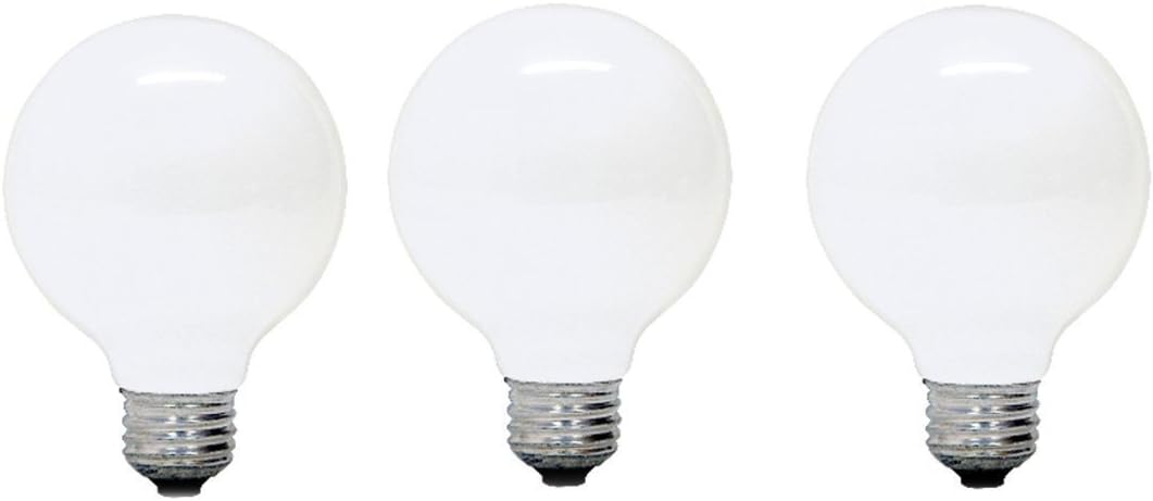 GE Incandescent Globe Light Bulbs, G25 Globe Light Bulb, 25-Watt, 145 Lumen, Medium Base, Soft White, 3-Pack, Decorative Vanity Light Bulbs