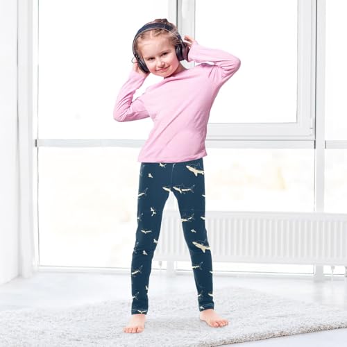 Black Blue White Sharks Girls Leggings Kids Yoga Pants Dance Active Tights 4T4