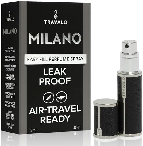 Travalo Milano Perfume Atomizer, Leak-Proof, Travel Spray Bottle - Black