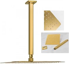 Chuveiro Ducha Teto Inox Dourado Slim 20x20 Luxo Quadrado Suporte Piscina Area Externa Banho Banheiro
