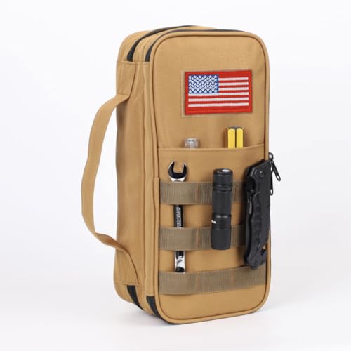 Tactical Tool Bag for Men,Wide Mouth Tool Pouch with Water-Resistant, Multi-purpose Range Bags with Zipper Handle,Heavy Duty Small Tool box organizer for Repairman, Carpenters, Handyman