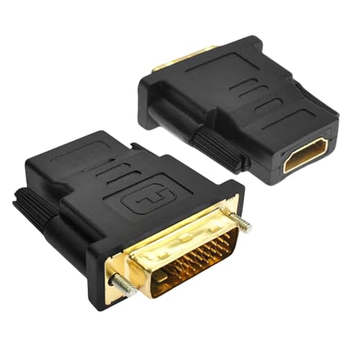 HEIZHU 2 Pack DVI to HDMI Adapter, M/F Converter Adapter,HDMI Female to DVI (1+24) with Gold-Plated Connectors(black),Support 1080P Compatible with Computer Monitor, HDTV, TV Box, DVD and Other
