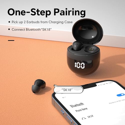 Image of Invisible Mini Earbuds Wireless Bluetooth, Low Profile Micro Smallest Tiny Discreet Hidden Earbuds for Work, Small Headphones, Invisible Sleep Wireless Earphone IPX5 Waterproof for Small Ear Canals