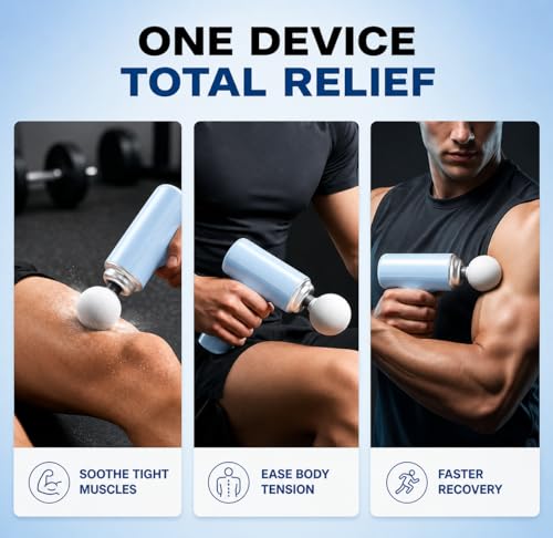 Image of Mini Gun Massager Machine for Pain Relief - Body, Neck, Shoulders, Back, Arms & Feet Massager- 6 Speed Settings -7 Type-C Charging for Muscle Pain Relief Recovery. (Multi Colour)