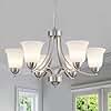 BERHZIMD 6 Lights Brushed Nickel Dining Room Light Fixture Farmhouse Modern Chandelier Pendant Light Silver Adjustable Ceiling Hanging Lighting with Frosted Glass for Kitchen Island Living Room Foyer