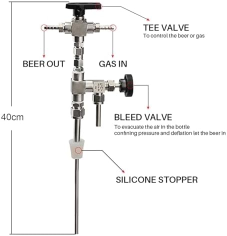 Counter Pressure Bottle Filler, Beer Counter Pressure Gun Food Grade Stainless Steel 304 Bottling Wand for Beer & Wine, Beer Brewing Equipment for Brew Making