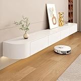 Sindasco Floating TV Stand, Wall Mounted TV Cabinet with Doors & Drawer Modern, Floating TV Unit Large, Entertainment TV Wall units for Living Room Bedroom and Dining Room (White, 260cm)