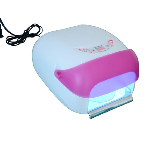 36W 4 Bulb UV Nail Lamp - Acryllic Gel Shellac Dryer w/ Timer - Pink