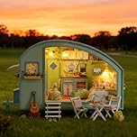 CUTEROOM DIY Miniature House Kits for Adult, Wooden Dolls House Handcraft Creative Room for Decoration, Model House Kit with Furniture- Caravan Time Travel