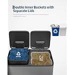 Garvee Trash Can, 2 x 10.6 gal (2 x 40 L) Garbage Can for Kitchen Dual Compartment Recycling Kitchen Step Trash Bin, Stainless Steel Trash and Recycle Bin Combo with Soft-Close Lid,Matte Grey - Image 4