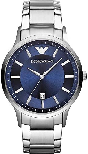 Emporio Armani Mens Quartz Watch, Analog Display And Stainless Steel Strap, Ar11180, Blue, One Size