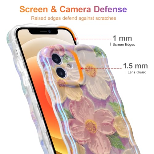 Coque iPhone 12 polyuréthane thermoplastique protection motif fleurs rétro rose - 4