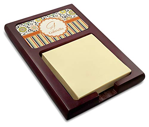 Personalized Swirls, Floral & Stripes Red Mahogany Sticky Note Holder