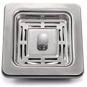 THOISEWELT® AISI 304" Stainless Steel Heavy Body Kitchen Sink Wash Basin West Coupling Square Drainer Strainer Made In India 4 x 4 In - 1 THOISEWELT® AISI 304" Stainless Steel Heavy Body Kitchen Sink Wash Basin West Coupling Square Drainer Strainer Made In India 4 x 4 In - 1