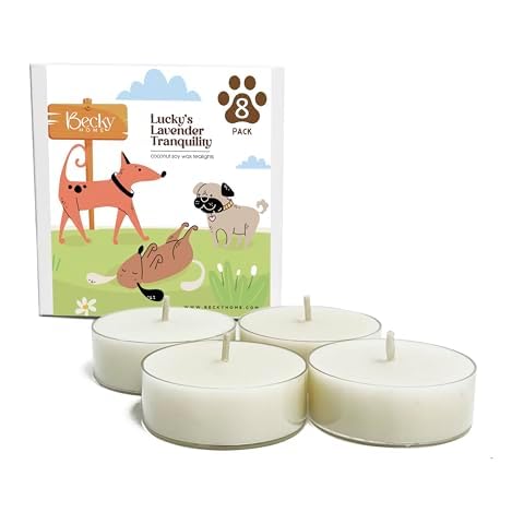 Becky Home Pet Odor Eliminator for Home, 8 pack Lavender Scented Tealight, Cat Candle, Pet Odor Eliminator Candle, Dog Odor Eliminators for Home, Odor Eliminating Candle, Pet Safe Candles Cover
