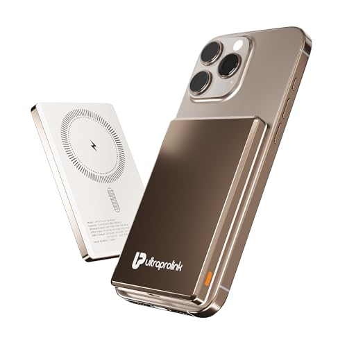 Image of UltraProlink 5000mAh Slimmest Wireless Magnetic Mag-Safe Power Bank| 22.5W Fast Charge Type C Port with PD-PPS Support |Charging for iPhone Series 16,15,14,13 | Made in India |TAN|Juice-Up Mag 4