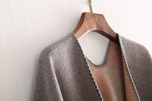 HEFASDM cardigã feminino com poncho de caftan reversível, quente, xale assimétrico, Cinza, One Size