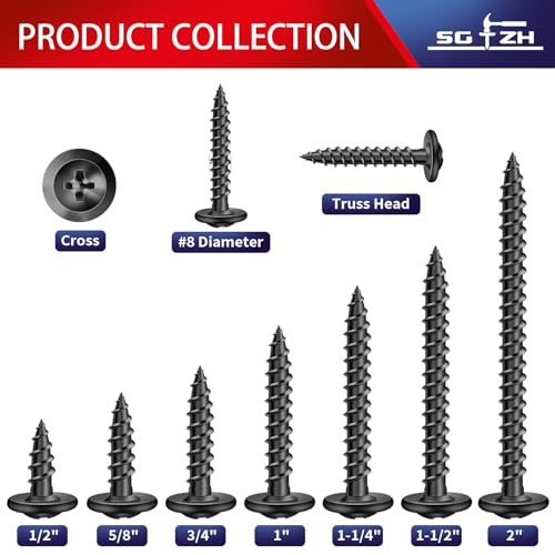 #8 x 3/4" Wood Screw 500Pcs Alloy Steel Standard Thread Truss Head Fast Self Tapping Black Oxide by SG TZH by SG TZH - Used condition - Image 5