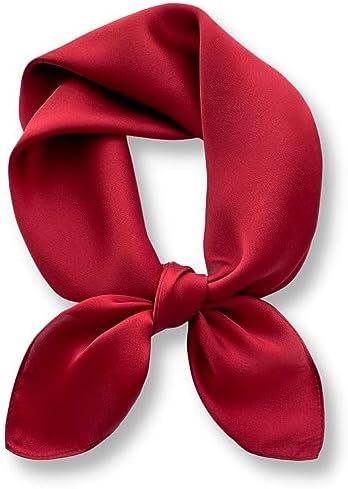 PoeticEHome Solid Color Mulberry Silk Scarf - Lightweight 27" Square Neckerchief for Women's Neck Hair Head in Gift Wrapped