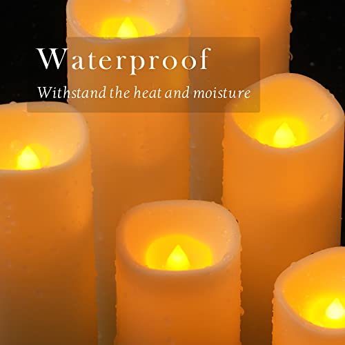 Amagic Flameless Candles Battery Operated Candles Flickering, Outdoor Waterproof Led Pillar Candles With Remote Control And Timer, D 2.2" X H 4" 5" 6", Ivory, Plastic, Set Of 9 #TOP3