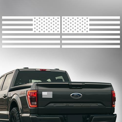 Image of GRITKULTURE Matte Subdued American Flag Decal Stickers 2 Pack for Cars, Trucks, Hard Hats, Laptops, Tumblers, and Window Police Military Tactical US Flag (Matte White)