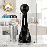OVENTE Classic Milkshake Maker Machine, 15.2 oz, 100W, Black MS2070B | With 2 Speed Settings, Stainless Steel Mixing Cup & Rod, Electric Drink Mixer Ideal for Malted Milk, Protein Shakes & More