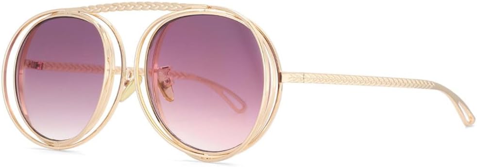 Metal Chain Sunglasses Men Women Steampunk Retro Flat Top Shades UV400 Vintage Glasses