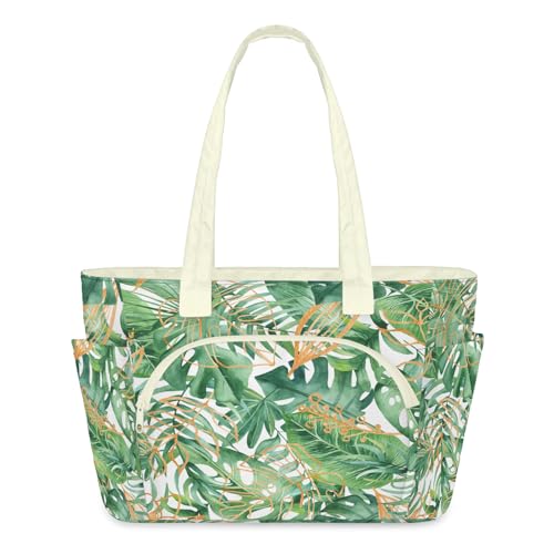 Sac fourre-tout tropical pour femme : cabas léger matelassé avec fermeture éclair