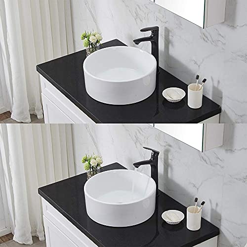 VCCUCINE Modern 16.3‘’ Bathroom Porcelain Round White Ceramic Vessel Sink, Countertop Sink for Lavatory Vanity Cabinet