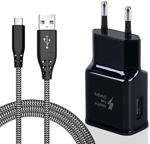 USB C Ladegerät Stecker Netzteil mit Ladekabel 2m Nylon Schnellladekabel | Für Samsung Galaxy A15 A16 A17 A35 A36 A37 A53 A54 A55 A56 A57 S8 S9 S10 S20 S21 S22, Z Flip6, Z Fold6 A0