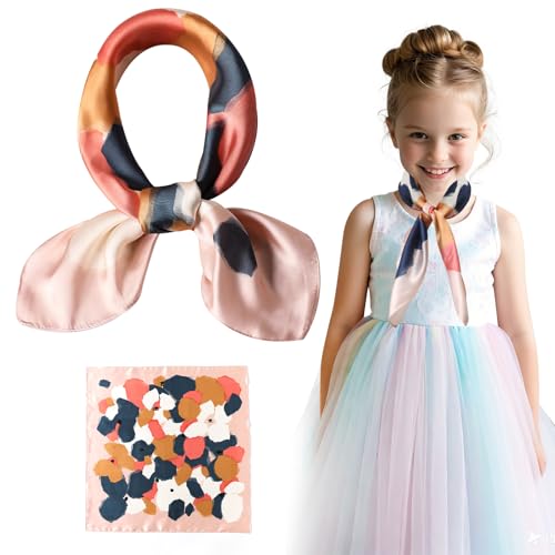 SwirlColor - SwirlColor Foulard fille, foulard en soie mousseline de soie doux et élégant foulard multicolore pour les filles de 8-10 ans