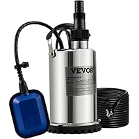 VEVOR 550W Bomba Sumergible de Aguas Residuales 230V, 9500L/H