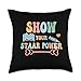 Teacher Testing Day Retro Groovy Show Your STAAR Power Brain Throw Pillow
