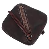 AKOOSY À Main Présent Vintage pour Coin Coffee Men Zipper Men's Holder Retro Slim Credit Man Pouch Leather Woman Fashion Lady Cardholder Pocket Unisex Simple Change