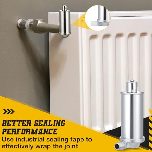 Gisafai 6 Pcs Steam Radiator Air Vent 1/8 in Mip Adjustable Angle Mount Vent Valve Ptfe Industrial Sealant Tape for Furnace Steam Heat Regulator Valve Radiator Heating System Chrome Plated Steel by Gisafai - Image 5