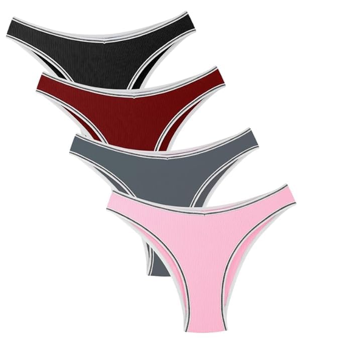 Women's Cotton Fitted Bikini Style Underwear | Women Thong Panty | Women Seamless Panty (Pack of 4) Multicolour