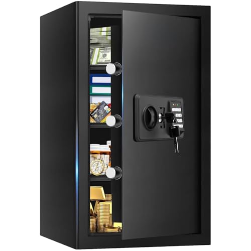 5.1 Cuft Large Home Safes Water and Fireproof with Digital Keypad & Key Lock