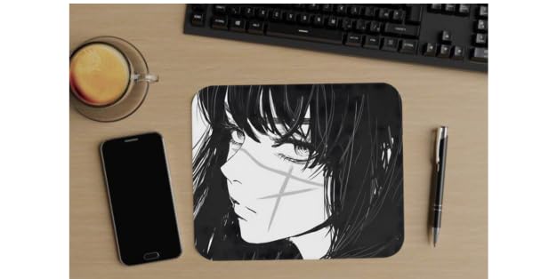 Anime Character Black and White Art Mouse Pad-image-15