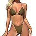MIKETAI Sexy Bikinis for Women 2 Piece Bikini Spaghetti Strap Swimsuits Solid Color Bathing Swimwear Triangle Bathing Suit (US, Alpha, Medium, Regular, Regular, Army Green)