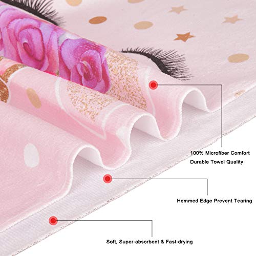 7 Pcs Unicorn Shower Curtain Sets With Rugs And Bath Towel, Non-Slip Rug, Toilet Lid Cover, Bath Mat And Towel, Pink Cartoon Unicorn Bathroom Shower Curtain With 12 Hooks For Kids Girl Bathroom, Large #TOP3